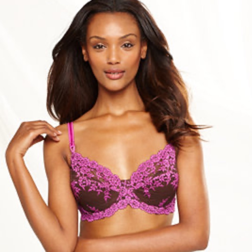 Wacoal Fuchsia and Chocolate Lace Bra